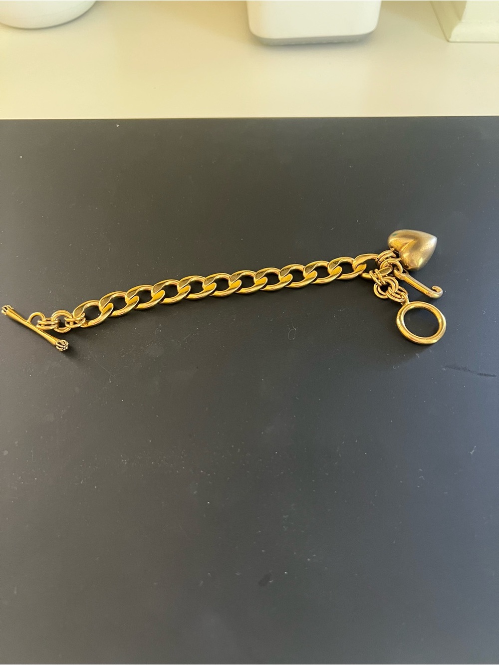 Juicy Couture Gold Heart Charm Link Bracelet